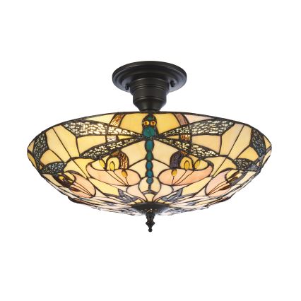 Endon 111892 - Pinta-asennettava Tiffany-tyylinen kattovalaisin ASHTON 3xE27/10W/230V halkaisija 45 cm