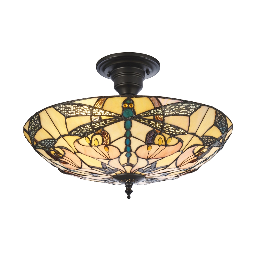 Endon 111892 - Pinta-asennettava Tiffany-tyylinen kattovalaisin ASHTON 3xE27/10W/230V halkaisija 45 cm