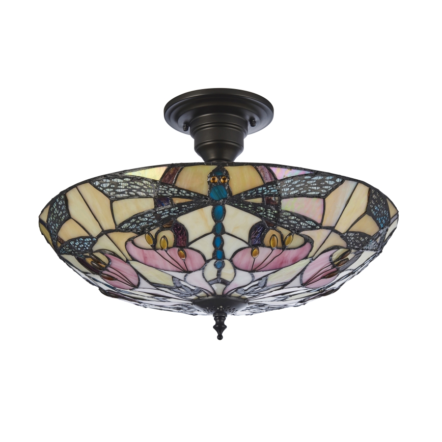 Endon 111892 - Pinta-asennettava Tiffany-tyylinen kattovalaisin ASHTON 3xE27/10W/230V halkaisija 45 cm
