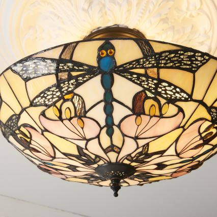 Endon 111892 - Pinta-asennettava Tiffany-tyylinen kattovalaisin ASHTON 3xE27/10W/230V halkaisija 45 cm