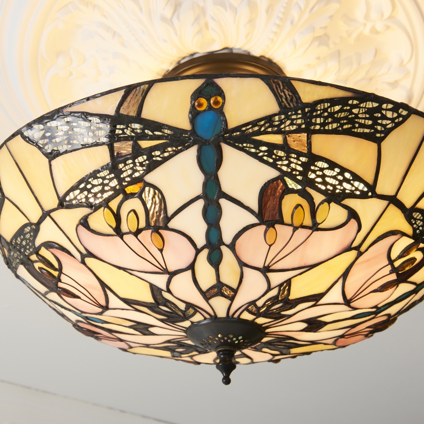 Endon 111892 - Pinta-asennettava Tiffany-tyylinen kattovalaisin ASHTON 3xE27/10W/230V halkaisija 45 cm