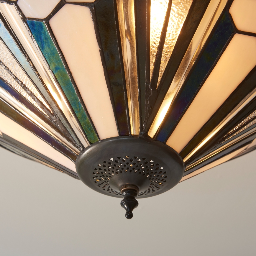 Endon 111895 - Pintakiinnitteinen Tiffany ASTORIA -kattovalaisin 3xE27/10W/230V halkaisija 48 cm