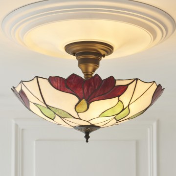 Endon 111896 - Pinta-asennettava Tiffany-kattovalaisin BOTANICA, 3x E27/10W/230V, halkaisija 45 cm