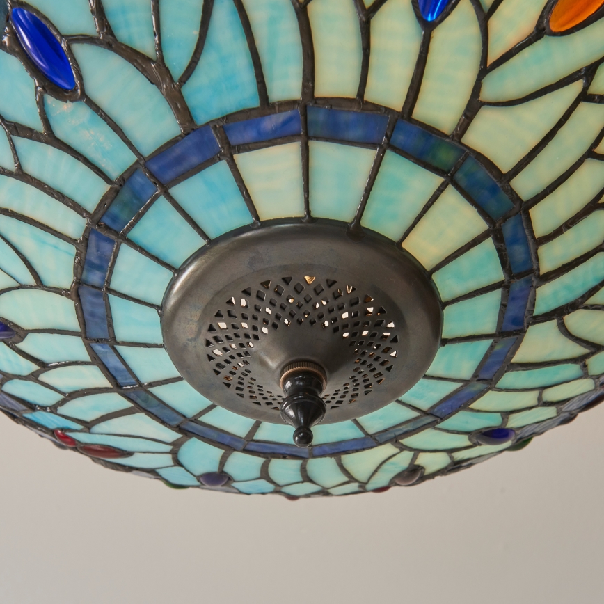 Endon 111897 - Pintakiinnitteinen kattokruunu Tiffany DRAGONFLY, 3 x E27/10 W/230 V, Ø 41 cm