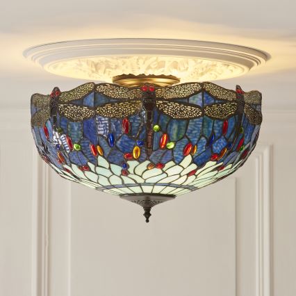 Endon 111899 - Kattovalaisin Tiffany DRAGONFLY 3xE27/10W/230V Ø 50 cm
