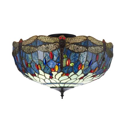 Endon 111899 - Kattovalaisin Tiffany DRAGONFLY 3xE27/10W/230V Ø 50 cm