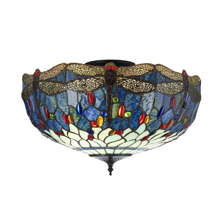 Endon 111899 - Kattovalaisin Tiffany DRAGONFLY 3xE27/10W/230V Ø 50 cm