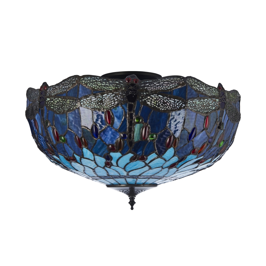 Endon 111899 - Kattovalaisin Tiffany DRAGONFLY 3xE27/10W/230V Ø 50 cm