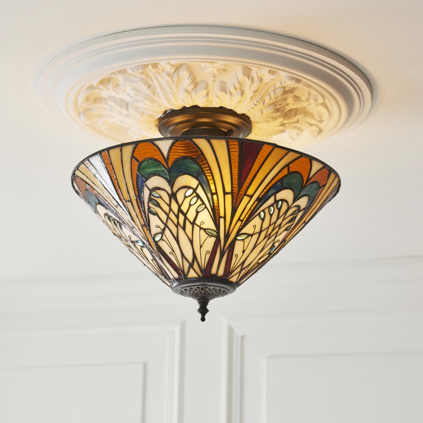 Endon 111905 - Pintakiinnitteinen Tiffany HECTOR 3xE27/10W/230V, halkaisija 40 cm