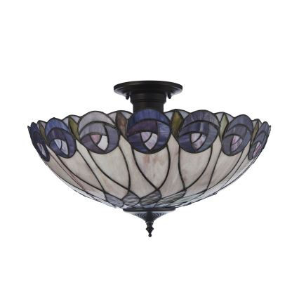 Endon 111906 - Pintakiinnitteinen Tiffany HUTCHINSON -kattokruunu, 3xE27/10W/230V, halkaisija 50 cm