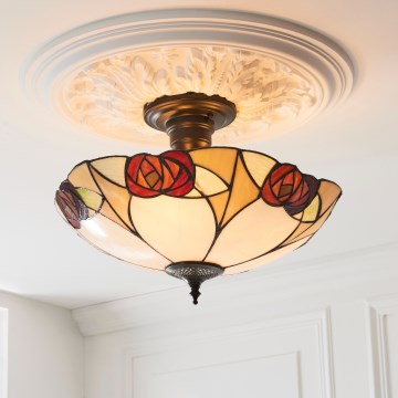 Endon 111907 - Pintakiinnitteinen kattokruunu Tiffany INGRAM 3xE27/10W/230V halkaisija 45 cm