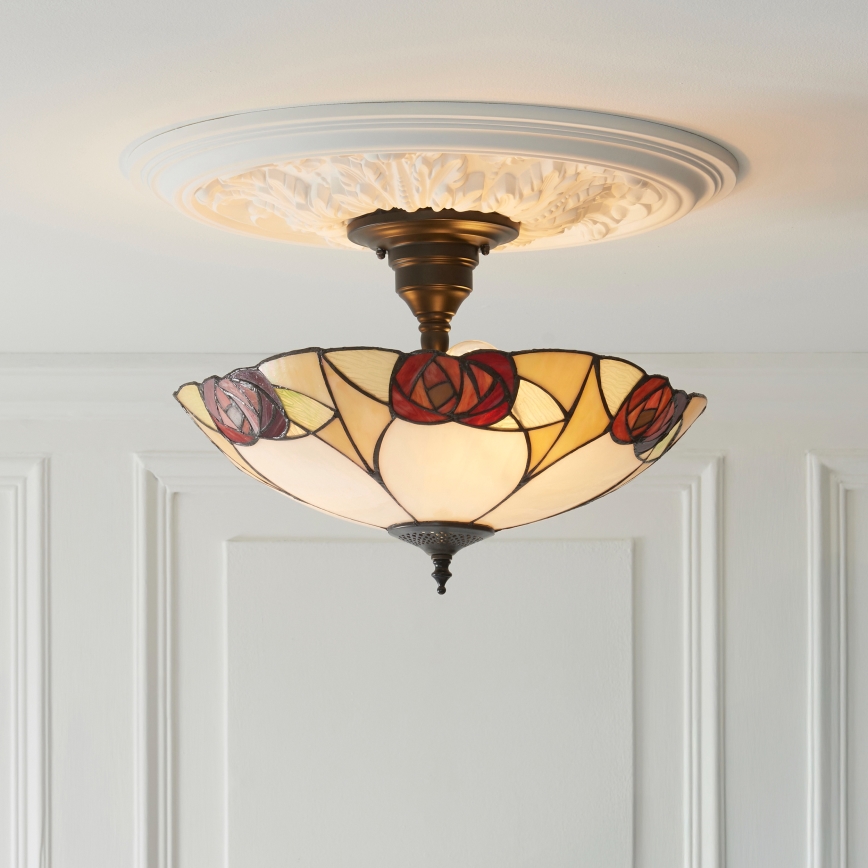 Endon 111907 - Pintakiinnitteinen kattokruunu Tiffany INGRAM 3xE27/10W/230V halkaisija 45 cm