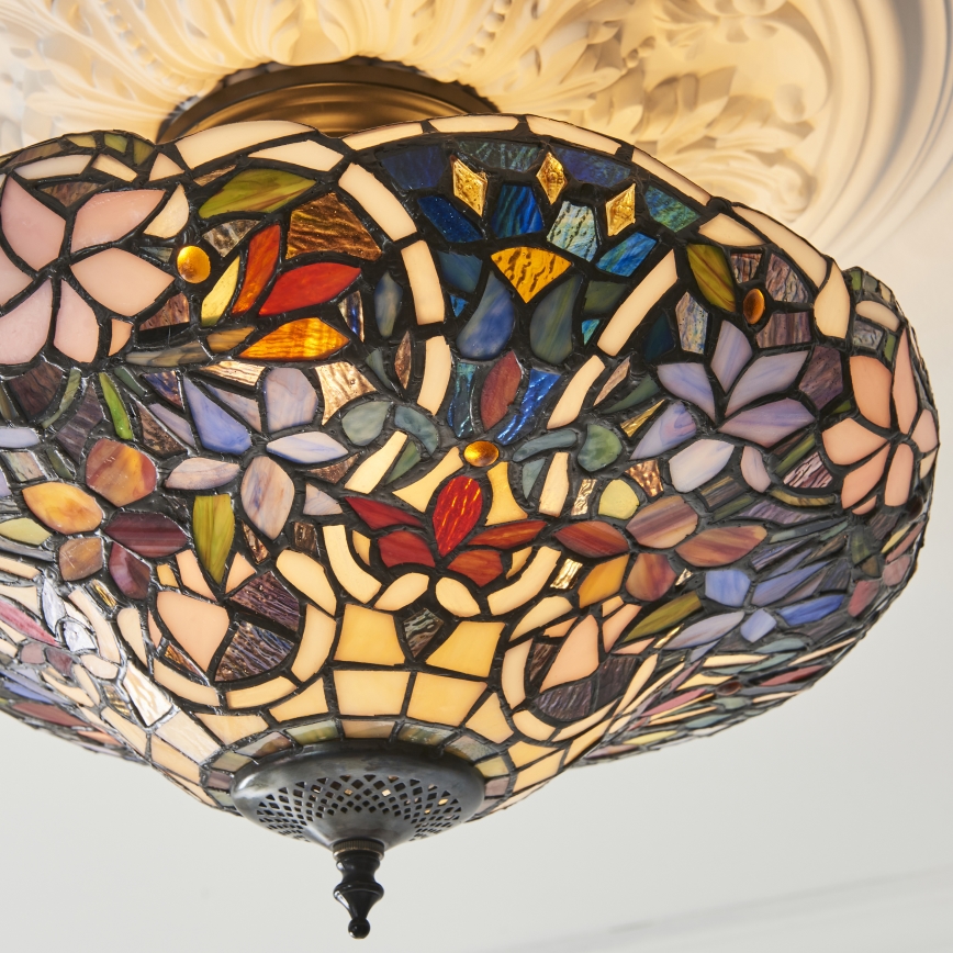 Endon 111915 - Pinta-asennettava Tiffany-kattovalaisin SULLIVAN 3xE27/10W/230V, halkaisija 40 cm