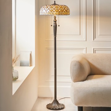 Endon 111921 - Tiffany-lattiavalaisin MILLE FEUX 2 x E27/10 W/230 V, halkaisija 45 cm