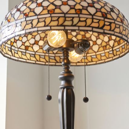 Endon 111921 - Tiffany-lattiavalaisin MILLE FEUX 2 x E27/10 W/230 V, halkaisija 45 cm