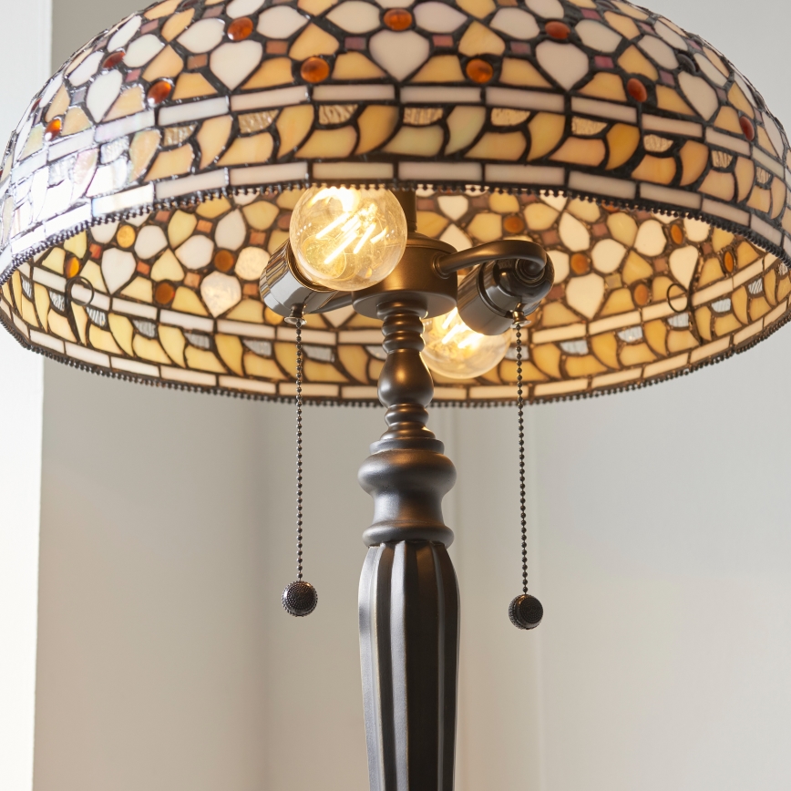 Endon 111921 - Tiffany-lattiavalaisin MILLE FEUX 2 x E27/10 W/230 V, halkaisija 45 cm