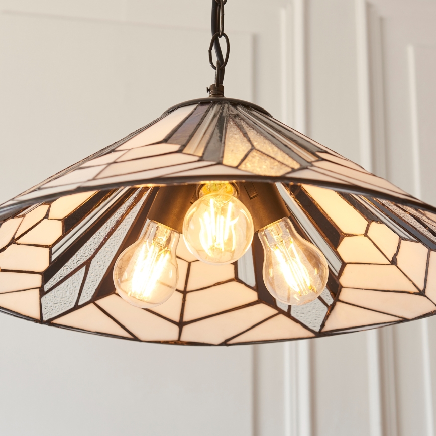 Endon 111922 - Tiffany ASTORIA - elegantti Tiffany-tyylinen riippuvalaisin ketjulla, 3×E27/10W/230V, Ø 48 cm