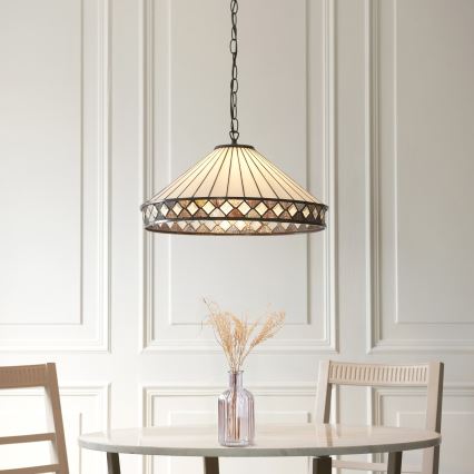 Endon 111961 - Tiffany FARGO -riippuvalaisin ketjulla 3xE27/10W/230V Ø 50 cm