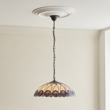 Endon 111985 - Ketjulla roikkuva kattokruunu Tiffany HUTCHINSON 3xE27/10W/230V halkaisija 50 cm
