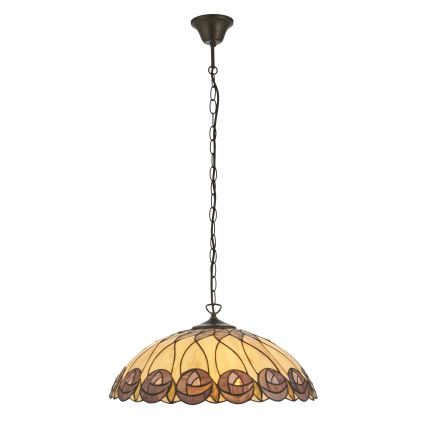 Endon 111985 - Ketjulla roikkuva kattokruunu Tiffany HUTCHINSON 3xE27/10W/230V halkaisija 50 cm