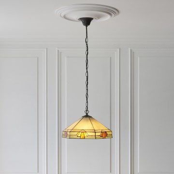 Endon 111989 - Kattokruunu ketjulla Tiffany NEVADA 3xE27/10W/230V halkaisija 40 cm