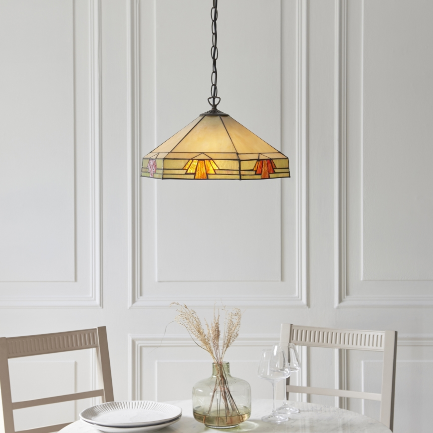 Endon 111989 - Kattokruunu ketjulla Tiffany NEVADA 3xE27/10W/230V halkaisija 40 cm