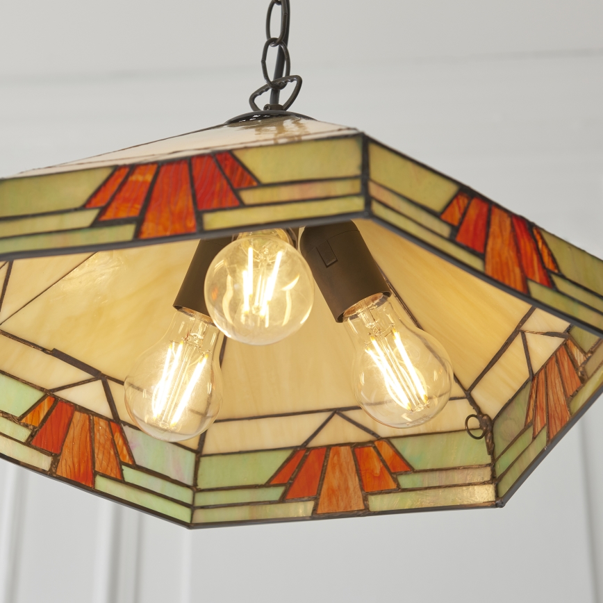 Endon 111989 - Kattokruunu ketjulla Tiffany NEVADA 3xE27/10W/230V halkaisija 40 cm