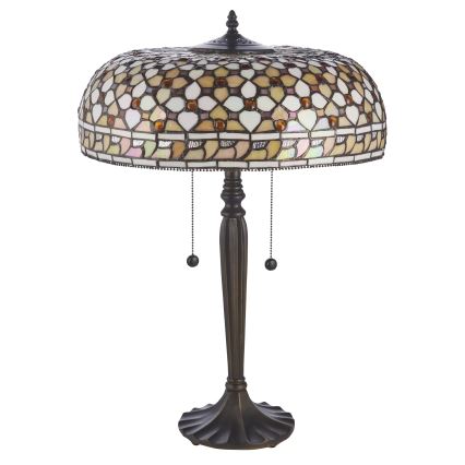 Endon 112178 - Pöytävalaisin Tiffany MILLE FEUX 2xE14/40W/230V halkaisija 45 cm