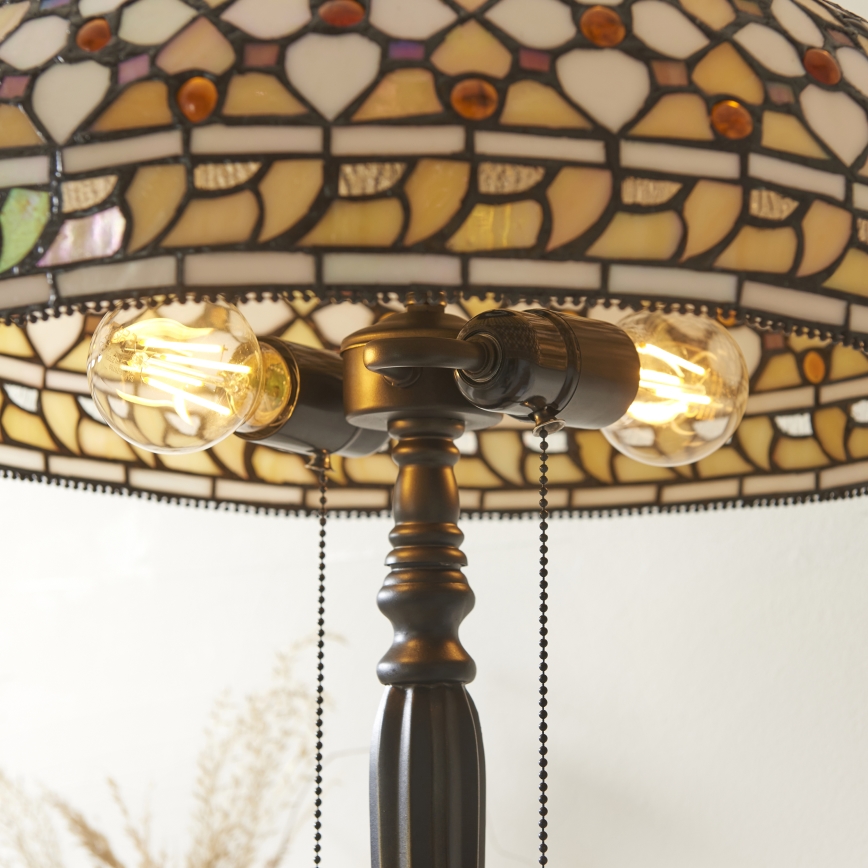Endon 112178 - Pöytävalaisin Tiffany MILLE FEUX 2xE14/40W/230V halkaisija 45 cm