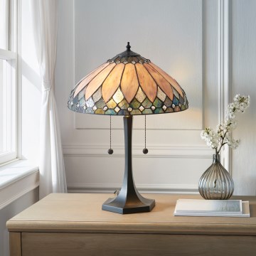 Endon 112183 - Pöytävalaisin Tiffany BROOKLYN 2xE14/10W/230V halkaisija 40 cm