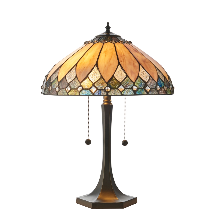 Endon 112183 - Pöytävalaisin Tiffany BROOKLYN 2xE14/10W/230V halkaisija 40 cm