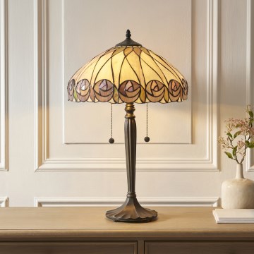 Endon 112184 - Pöytälamppu Tiffany HUTCHINSON 2xE27/10W/230V halkaisija 40 cm