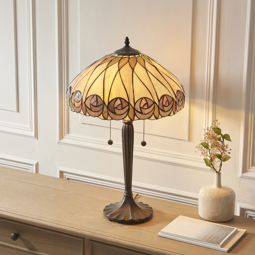 Endon 112184 - Pöytälamppu Tiffany HUTCHINSON 2xE27/10W/230V halkaisija 40 cm