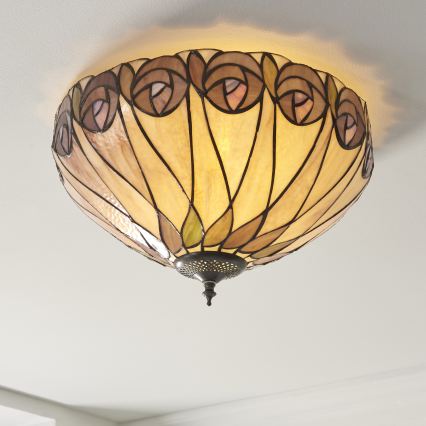 Endon 112188 - Tiffany-kattovalaisin HUTCHINSON 2xE27/60W/230V, halkaisija 40 cm
