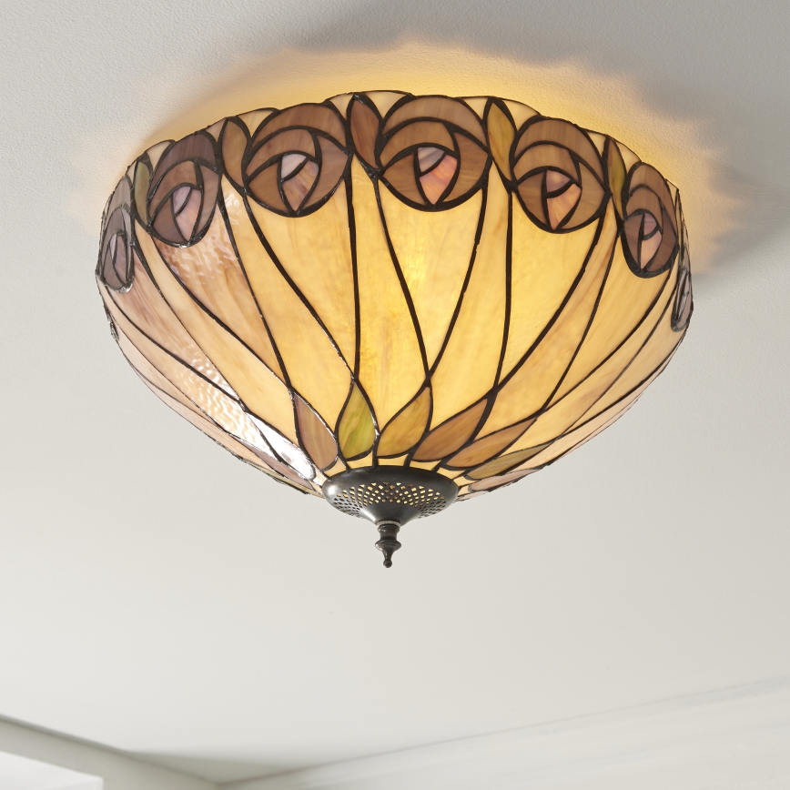 Endon 112188 - Tiffany-kattovalaisin HUTCHINSON 2xE27/60W/230V, halkaisija 40 cm