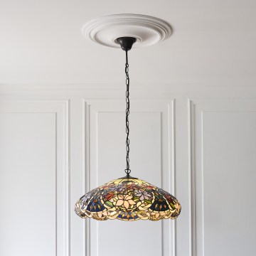 Endon 112193 - Tiffany SULLIVAN - ketjullinen kattokruunu 3xE27/60W/230V halkaisija 57 cm