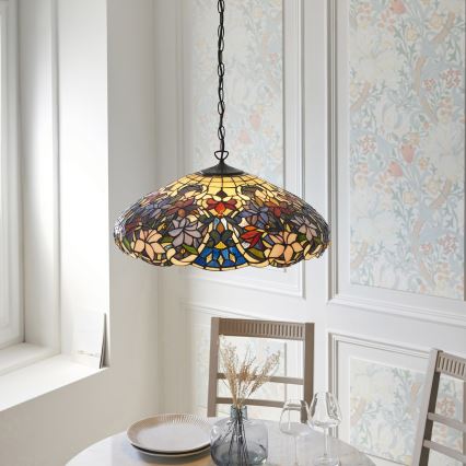 Endon 112193 - Tiffany SULLIVAN - ketjullinen kattokruunu 3xE27/60W/230V halkaisija 57 cm