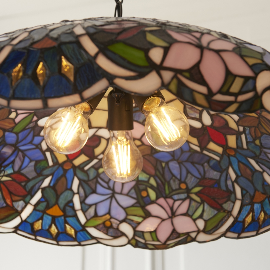 Endon 112193 - Tiffany SULLIVAN - ketjullinen kattokruunu 3xE27/60W/230V halkaisija 57 cm