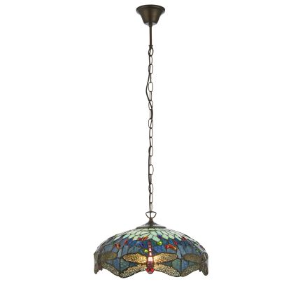 Endon 112195 - Ketjullinen Tiffany-tyylinen riippuvalaisin DRAGONFLY 1xE27/60W/230V halkaisija 41 cm