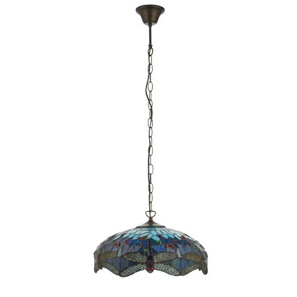 Endon 112195 - Ketjullinen Tiffany-tyylinen riippuvalaisin DRAGONFLY 1xE27/60W/230V halkaisija 41 cm
