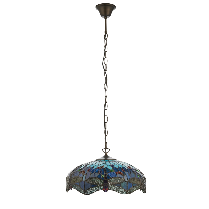 Endon 112195 - Ketjullinen Tiffany-tyylinen riippuvalaisin DRAGONFLY 1xE27/60W/230V halkaisija 41 cm