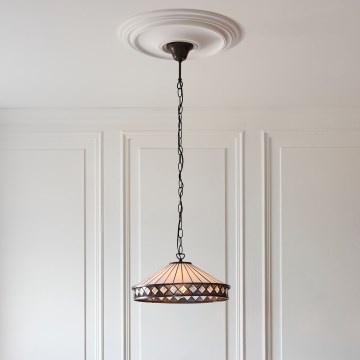Endon 112196 - Tiffany FARGO ketjulla roikkuva kattokruunu 1xE27/60W/230V halkaisija 41,5 cm