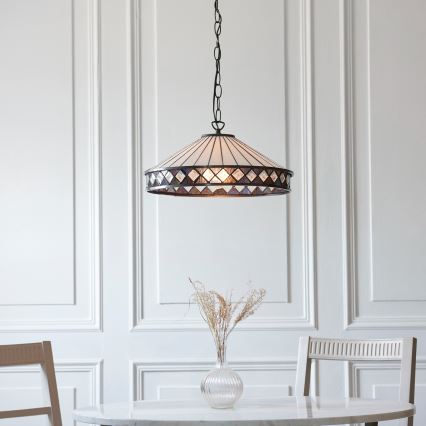 Endon 112196 - Tiffany FARGO ketjulla roikkuva kattokruunu 1xE27/60W/230V halkaisija 41,5 cm
