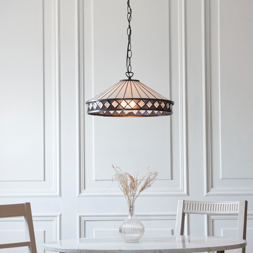 Endon 112196 - Tiffany FARGO ketjulla roikkuva kattokruunu 1xE27/60W/230V halkaisija 41,5 cm