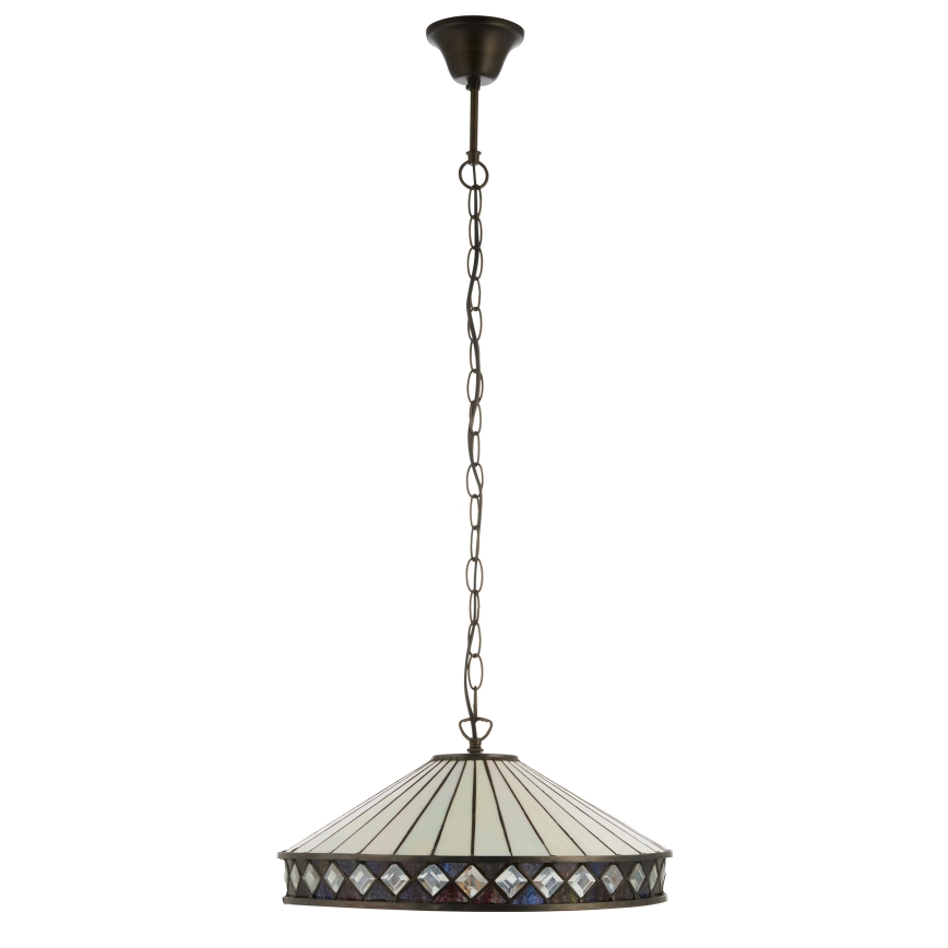 Endon 112196 - Tiffany FARGO ketjulla roikkuva kattokruunu 1xE27/60W/230V halkaisija 41,5 cm