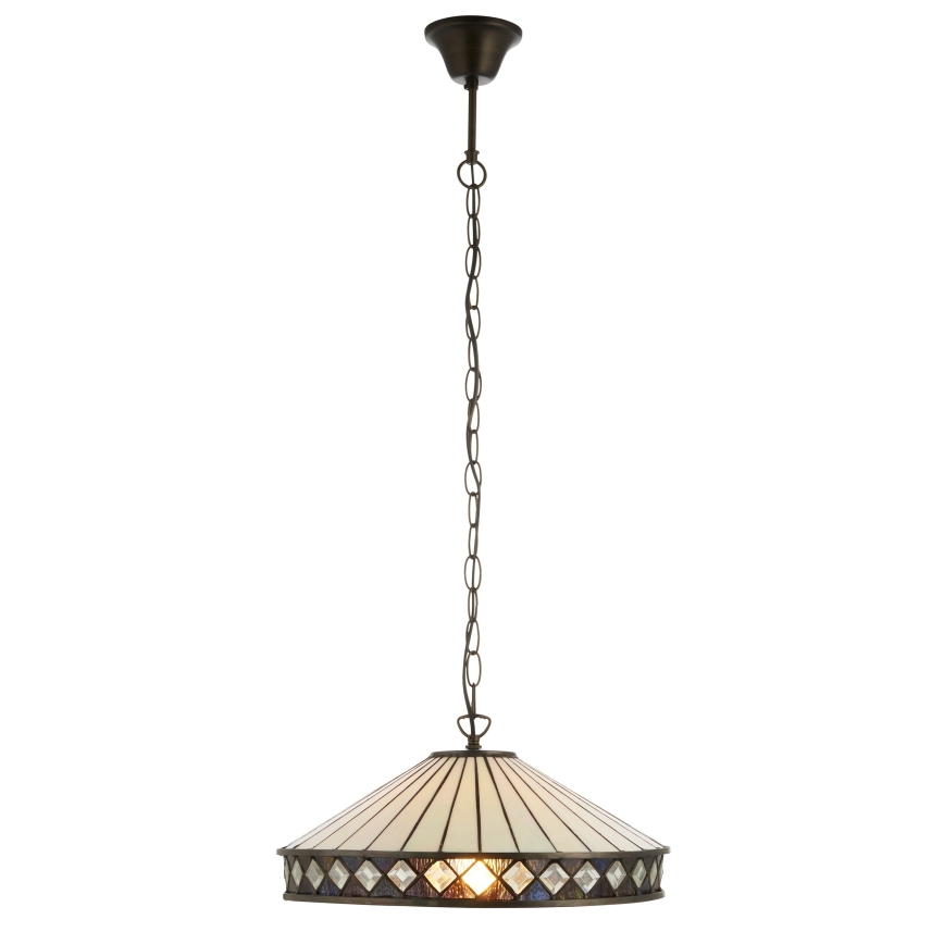 Endon 112196 - Tiffany FARGO ketjulla roikkuva kattokruunu 1xE27/60W/230V halkaisija 41,5 cm