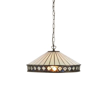 Endon 112196 - Tiffany FARGO ketjulla roikkuva kattokruunu 1xE27/60W/230V halkaisija 41,5 cm