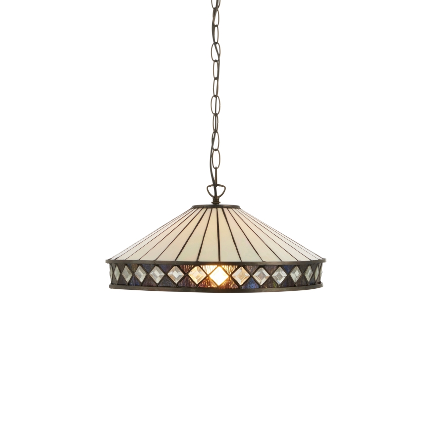 Endon 112196 - Tiffany FARGO ketjulla roikkuva kattokruunu 1xE27/60W/230V halkaisija 41,5 cm