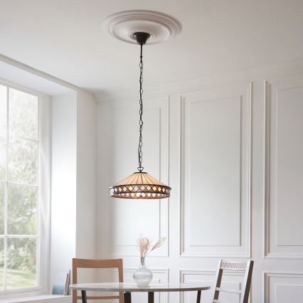 Endon 112196 - Tiffany FARGO ketjulla roikkuva kattokruunu 1xE27/60W/230V halkaisija 41,5 cm