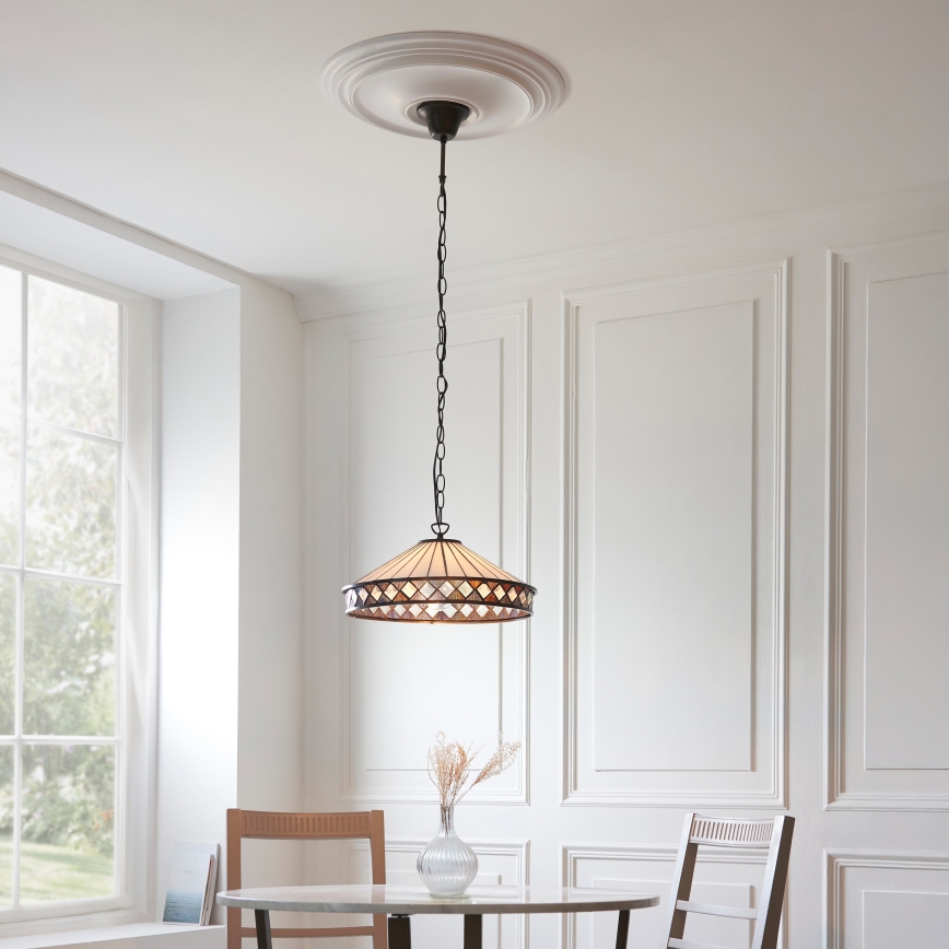 Endon 112196 - Tiffany FARGO ketjulla roikkuva kattokruunu 1xE27/60W/230V halkaisija 41,5 cm